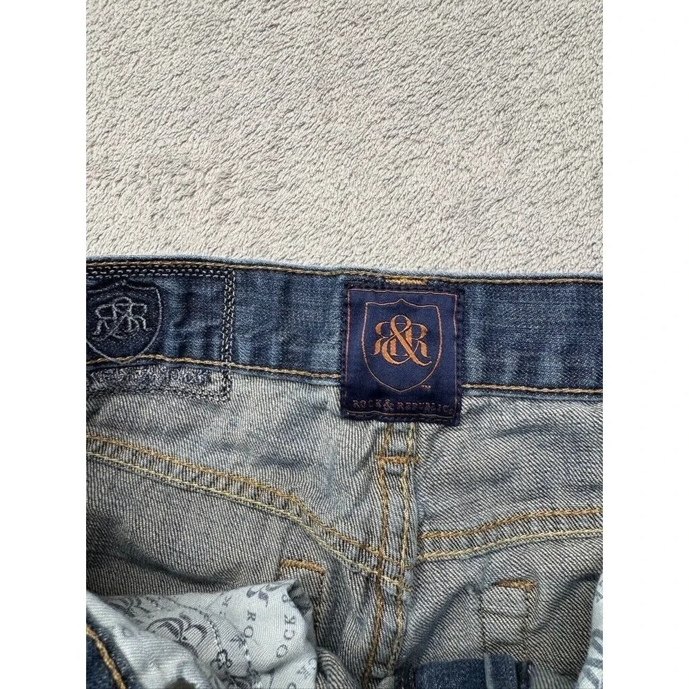 Rock & Republic‎ Straight Jeans Mens Blue Measured 29x31 Denim Embroidered